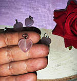 Кулон, підвіс сердечко з рожевого кварцу на шнурку, фото 2