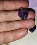 Кулон, підвіс сердечко з аметисту на шнурку, фото 2