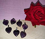 Кулон, підвіс сердечко з аметисту на шнурку, фото 4