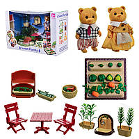 Кукольная мебель Огород, большой набор с флоксиками