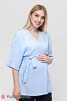 Летняя туника с поясом для беременных и кормящих JULIA TN-21.041 голубая M - L