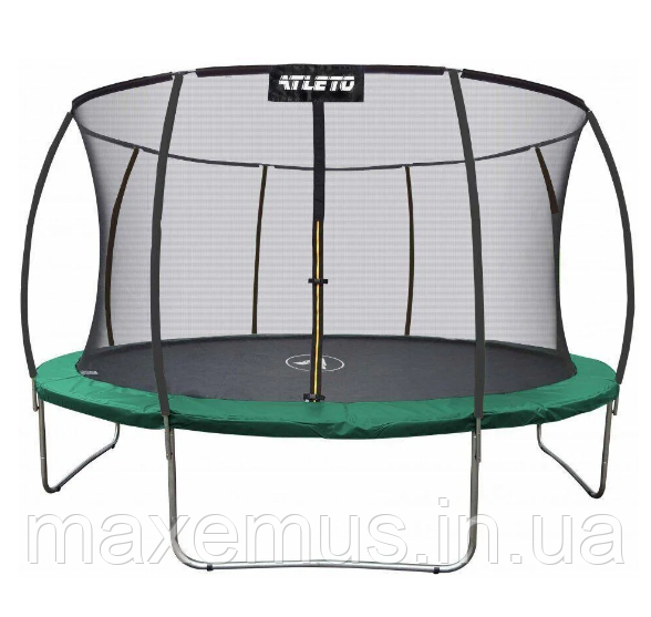 1 Батут дитячий з внутрішньої захисною сіткою 252 см батут атлето з драбинкою для дітей і дорослих зелений, фото 1