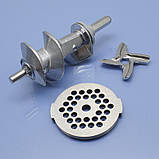 Шнек, решітка та ніж м'ясорубки Moulinex HV8, DKA1, DKA2, DKA213E, DKA24E, ME60, ME605, ME611, ME62, ME606, ME65, DKA14E, фото 3