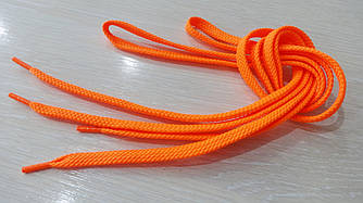 Шнурки в кросівки плоскі 100 см помаранчеві флуоресцентні (10 мм)