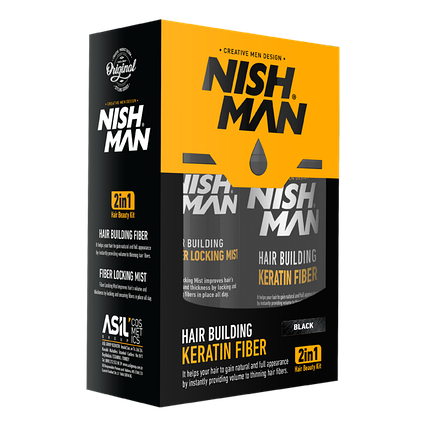 Камуфляжний набір для приховання залисин Nishman Hair Building Keratin Fiber Black