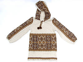 В'язана туніка для дівчинки "Влада коричнева горизонтальна" 0717 з капюшоном