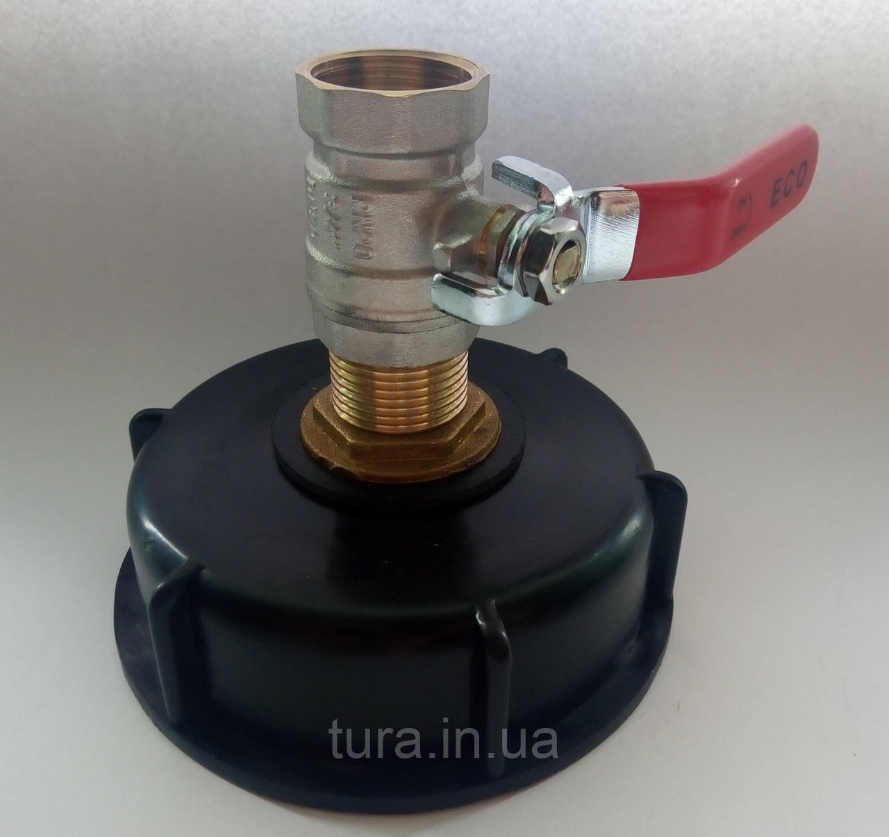 Перехідник 100х8мм на 1" (DN-25) внутрішня різьба з кульовим краном. Латунь (під кран Еврокуба)