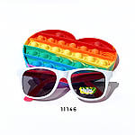 Дитячі сонцезахисні окуляри в білій оправі з рожевими дужками, фото 2