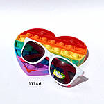 Дитячі сонцезахисні окуляри в білій оправі з рожевими дужками, фото 3