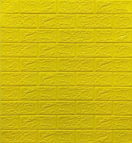 3D панель самоклеюча Шпалери 70*77*0,5 см під декоративну цеглу Самоклейка Жовтий 3Д