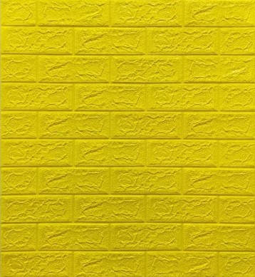 3D панель самоклеюча Шпалери 70*77*0,5 см під декоративну цеглу Самоклейка Жовтий 3Д, фото 1