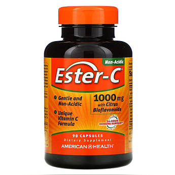 American Health, Ester-C з цитрусовими біофлавоноїдами 1000 мг, імунна та антиоксидантна підтримка, 90 капсул