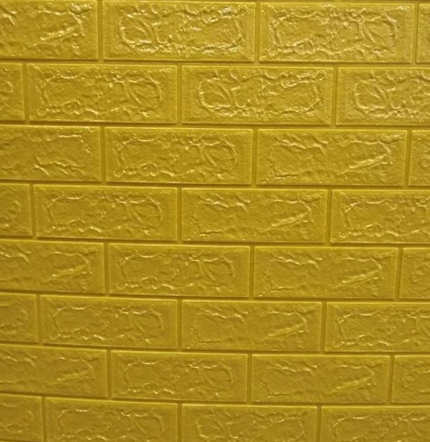 3D панель самоклеюча 70*77*0,5 см Шпалери під декоративну цеглу Самоклейка Золотий 3Д