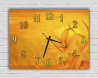 Оранжевые настенные часы для декора дома Зной 30х40 см