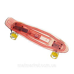 Пенніборд-скейт 850, світна дека, колеса PU ЗВІТНІ. Колір червоний
