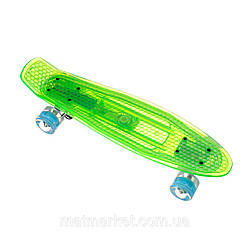 Пенніборд-скейт 850, світна дека, колеса PU ЗВІТНІ. Колір зелений