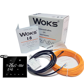 Нагрівальний кабель Woks – 18 1020 Вт ( 56 м.) з терморегулятором Ecoset BHT-800 WI-FI