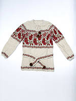 В'язана туніка для дівчинки "Калина зелена з червоним" 0705