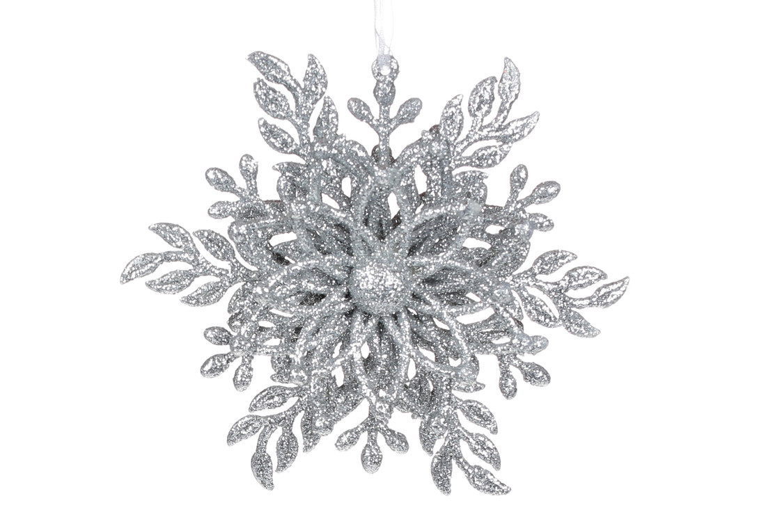 Підвіска Сніжинка 12см срібло, фото 1