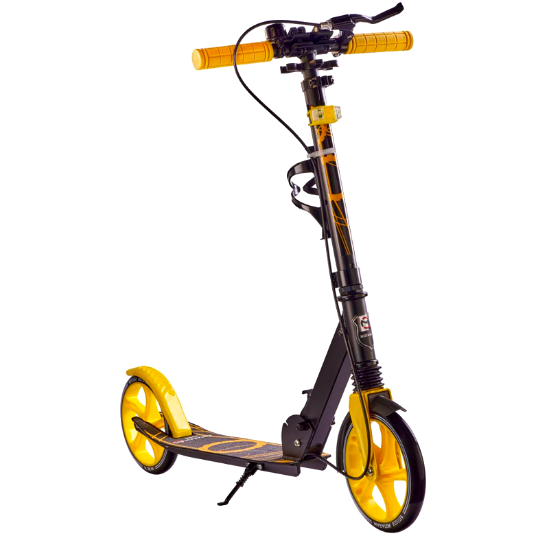 Самокат Maraton Rider складаний двоколісний з ручним гальмом і підсклянником (жовтий), фото 1
