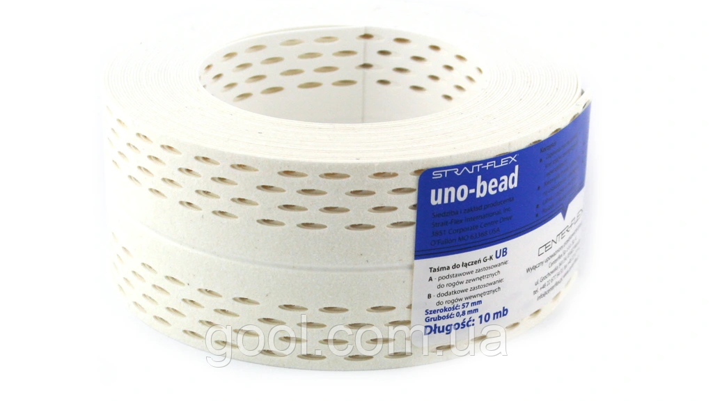 Стрічка Strait Flex Uno Bead (Страйт Флекс УноБід) для зовнішніх і внутрішніх кутів гіпсокартону довжина 10 метрів