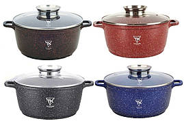 Казан Круглий з Гранітним Покриттям і Кришкою TK00053 Top Kitchen 28 см Кольори в Асортименті