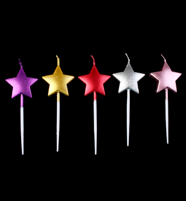 Свічки на день народження "Зірки", колір асорті, набір 5 шт