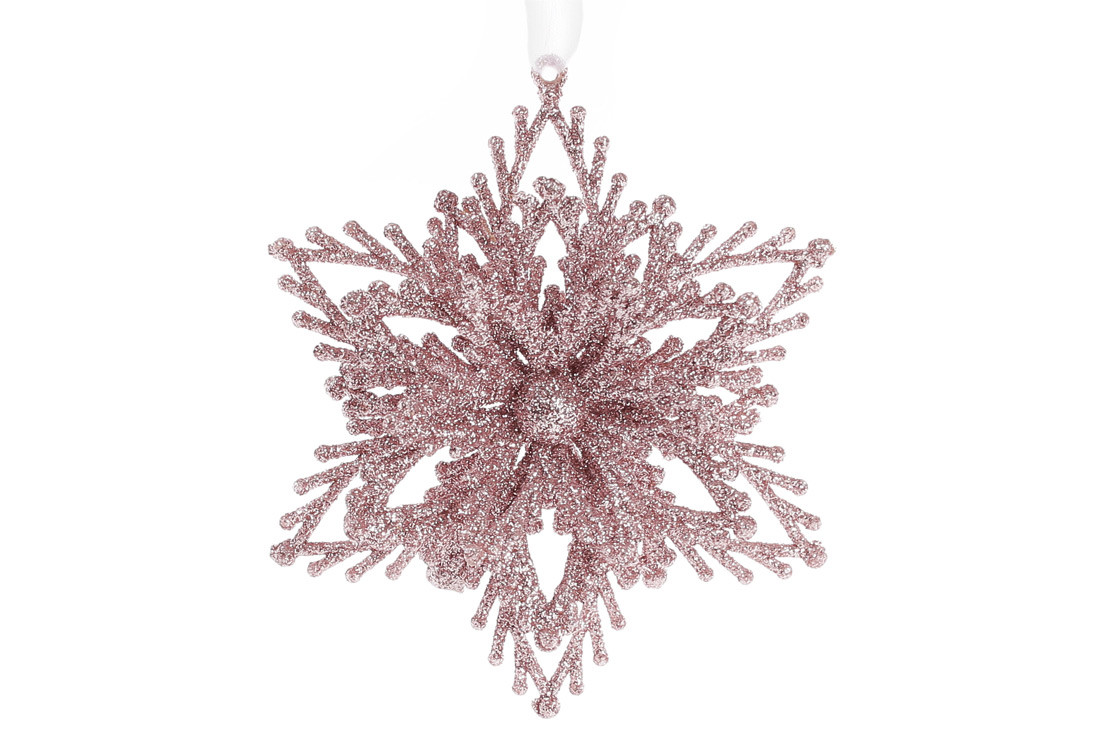 Підвіска Сніжинка 12см рожева, фото 1