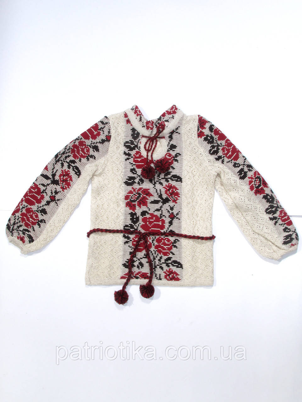 В'язана вишиванка для дівчинки "Троянди червоні" 0719