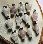 Кулон, підвіс — ангел із рожевого кварцу на шнурку, фото 2