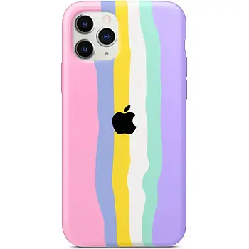 Silicone Rainbow Case iPhone 12 Pro (01) Pink rainbow