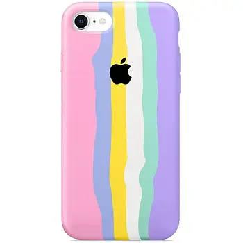 Silicone Rainbow Case iPhone 8 (01) Pink rainbow