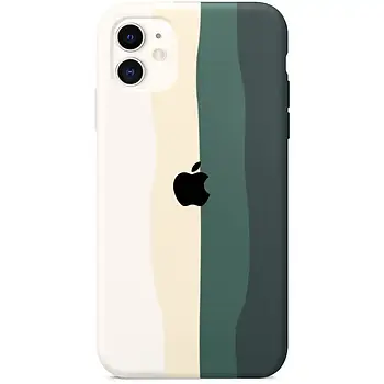 Silicone Rainbow Case iPhone 11 (02) Green rainbow