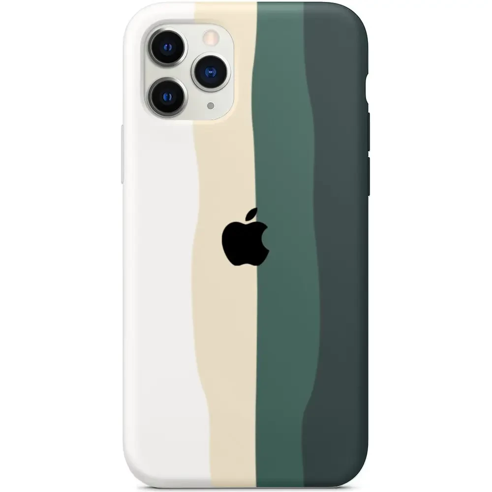 Silicone Rainbow Case iPhone 12 Pro (02) Green rainbow