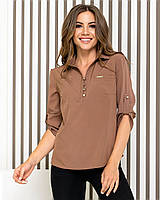 Блузка/блуза — сорочка з ґудзиками на грудях, модель 828, колір кави з молоком