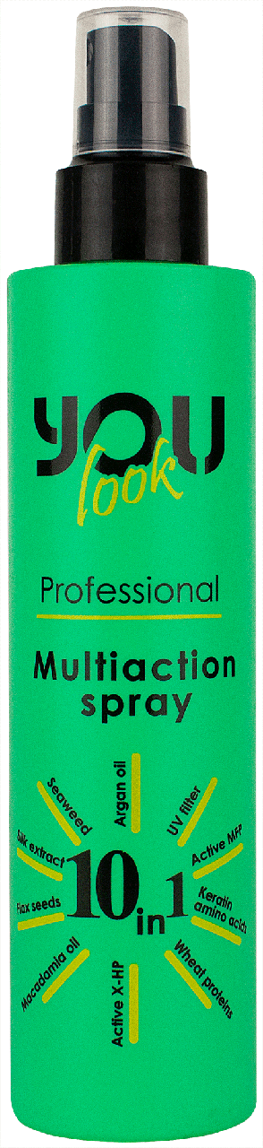 Спрей для волосся миттєвої дії 10 в 1 (зел.) You Look 200 мл Professional Multiaction 10 in 1 Hairspray