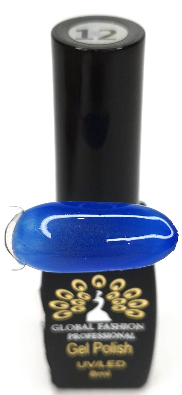 Гель-лак Global №12 синій люмінісцентний гель-лак 8мл.