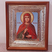 Икона святая мученица Анастасия, лик 10х12 см, в светлом прямом деревянном киоте