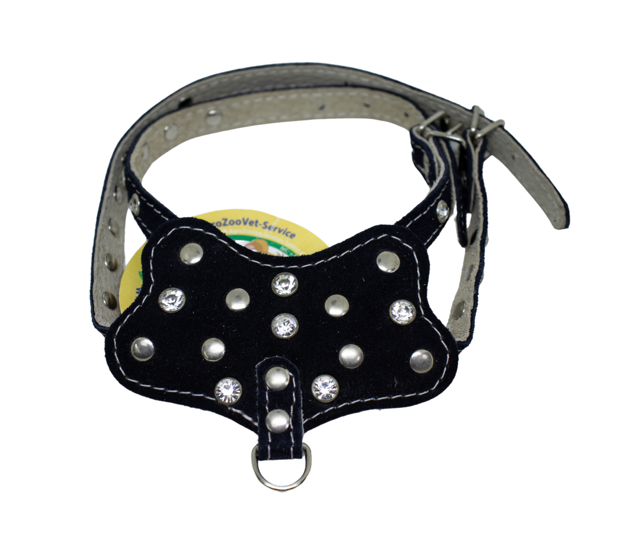 Шлейка 817 "ВЕЛЮР" для декоративних порід №3 прикрашена стразами, фото 1