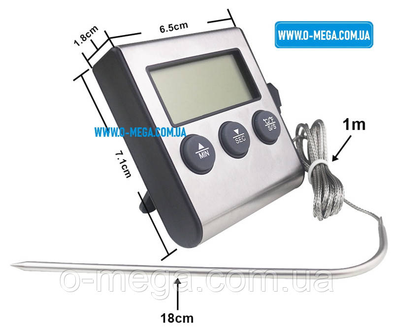 Термометр улучшенный с выносным щупом для мяса Digital Cooking Thermometr (Timer) улучшенная модель - фото 9 - id-p1435965735