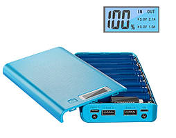 Power bank 8 акумулятора 18650 2хUSB+microUSB+Type-C 2,1 А LCD екран (без акумуляторів)