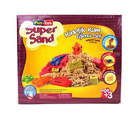 Кинетический песок набор с пластиковой песочницей и формочками, 0,5 кг KidSand "Super Sand"