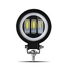 Фара світлодіодна LED противотуманная кругла 30W + LED кільце з чіткою світловий кордоном, фото 4