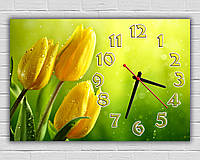 Декоративные часы на стену Желтые тюльпаны, 30х45 см