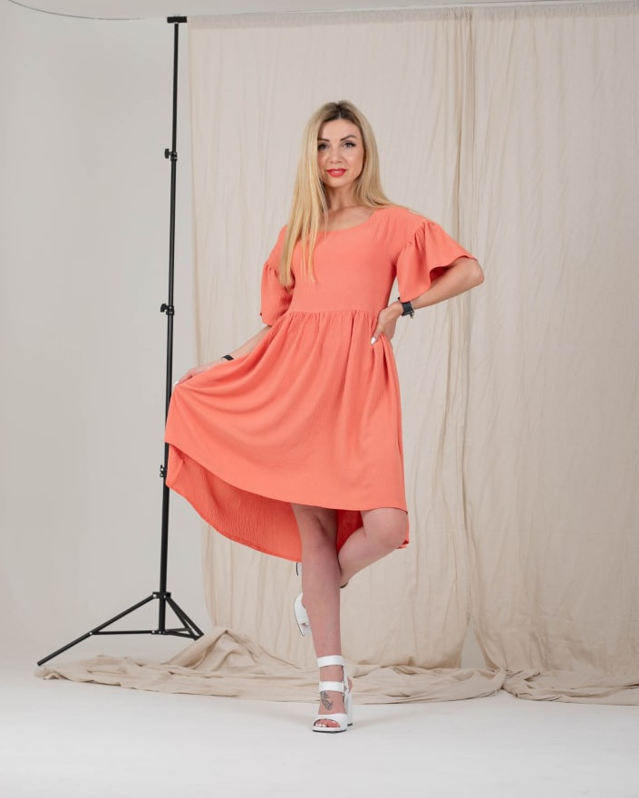 Молодіжне плаття "367", помаранчевий, розміри подвійні 42-44,46-48,50-52