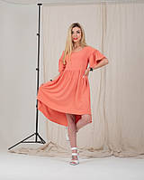 Молодежное платье "367", оранжевое, размеры двойные 42-44,46-48,50-52