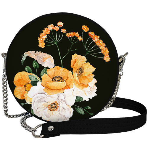 Сумка кругла жіноча Tablet Жовті і білі квіти (RS_21M001_BL), фото 1