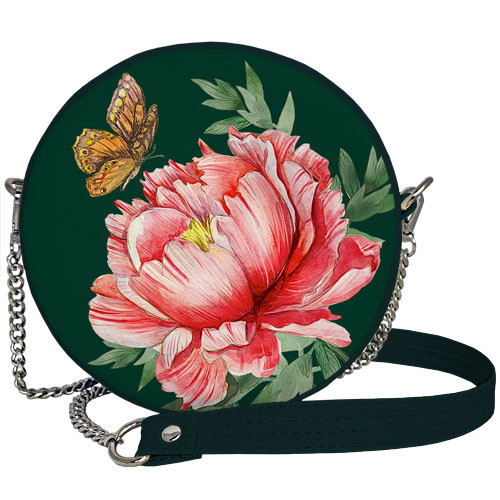 Сумка кругла жіноча Tablet Півонія і метелик (RS_21M024_TZE), фото 1