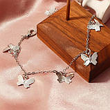 Прикраса для ніг. Ланцюжок на ногу з 5 метеликами. Жіночі ножні браслети, фото 4