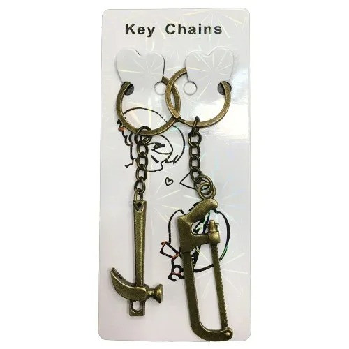 Брелок із металу оригінальна пара Лобзик і Молоток 2 шт., фото 1